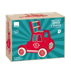 Chariot de marche camion de pompiers en bois rouge à partir de 12 mois - Vilac