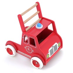 Chariot de marche camion de pompiers en bois rouge à partir de 12 mois - Vilac
