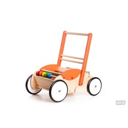 Chariot de marche orange en bois - Bajo