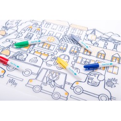 Set en silicone à colorier + 5 feutres - Les Toupitis - Moulin Roty