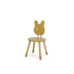 Chaise ocre pour enfants en bois - Trois petits lapins - Moulin Roty