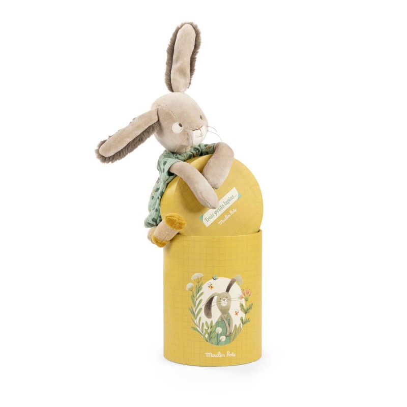 Plüschtier Kaninchen salbei in der Box - Lapin ocre - Trois petits Lapin - Moulin Roty