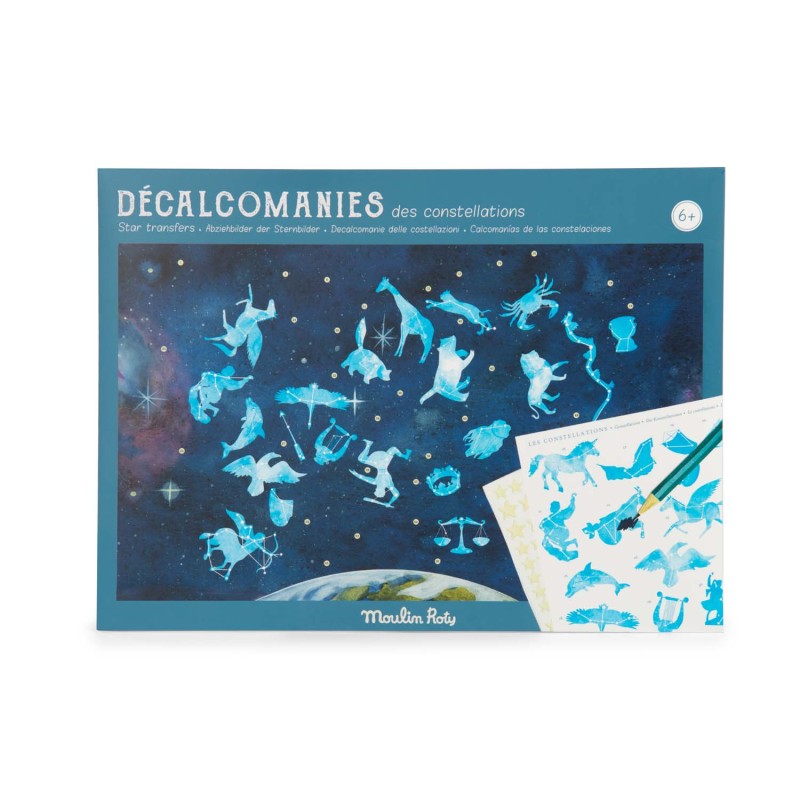 Carte du ciel avec décalcomanies  - Jardin du moulin - Moulin Roty