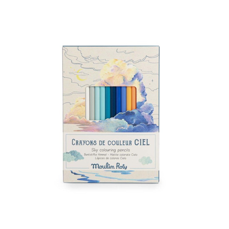 12 crayons de couleur avec cartes l'explorateur - Jardin du moulin - Moulin Roty