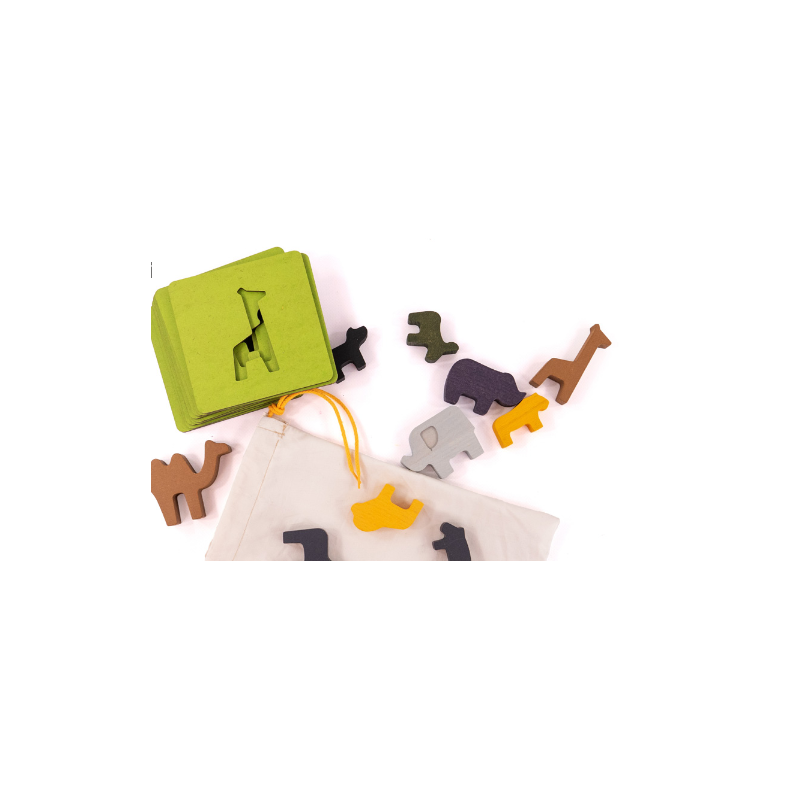Jeu de safari sensoriel en bois - Bajo Jeu de safari sensoriel en bois - Bajo