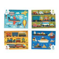 4 Puzzles in einer Schachtel mit coolen Fahrzeugen - Crocodile Creek