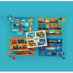 4 Puzzles in einer Schachtel mit coolen Fahrzeugen - Crocodile Creek