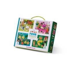 4 puzzles dans une boîte avec des animaux domestiques - Crocodile Creek