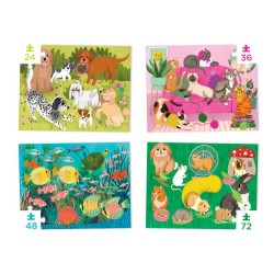 4 Puzzles in einer Schachtel mit vielen verschiedenen Haustieren - Crocodile Creek