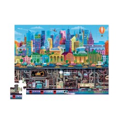 Entdecke das spannende Above & Below Puzzle Stadt mit 48 Teilen! Farbenfrohes, kindgerechtes Puzzle für kleine Entdecker und jed