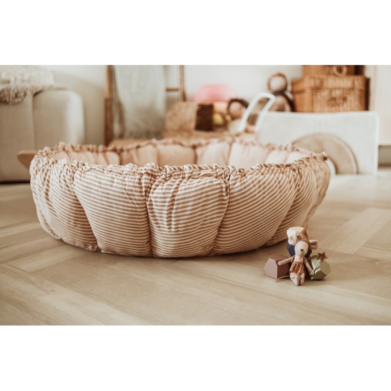 Play&Go - bloom - organic babymat & cocoon stripes brown - couverture de jeu bébé