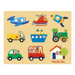 Steckpuzzle aus Holz mit Fahrzeugen für Kinder ab 1 Jahr - Moulin Roty