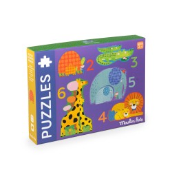 Moulin Roty - Puzzles évolutifs avec des animaux de la jungle