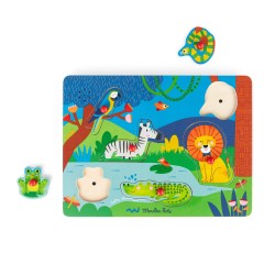 Moulin Roty - Soundpuzzle aus Holz mit Dschungeltieren