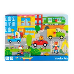 Moulin Roty - Soundpuzzle Stadt aus Holz