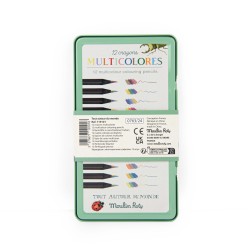 12 crayons de couleur multicolores - Tout autour du monde - Moulin Roty