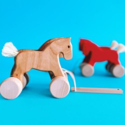 Nachziehtier Doppelpferdchen aus Holz - Bajo