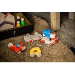 Flugzeug mit Pilot aus Holz rot - Bajo