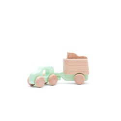 Voiture avec remorque pour chevaux en bois menthe - Bajo