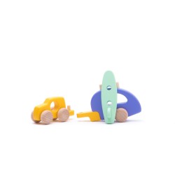 Auto mit Wohnwagen aus Holz - Bajo