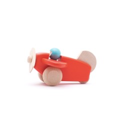 Avion avec pilote en bois rouge - Bajo