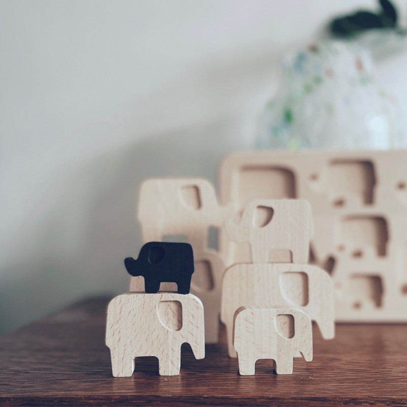 Puzzle éléphant en bois naturel durable - Bajo