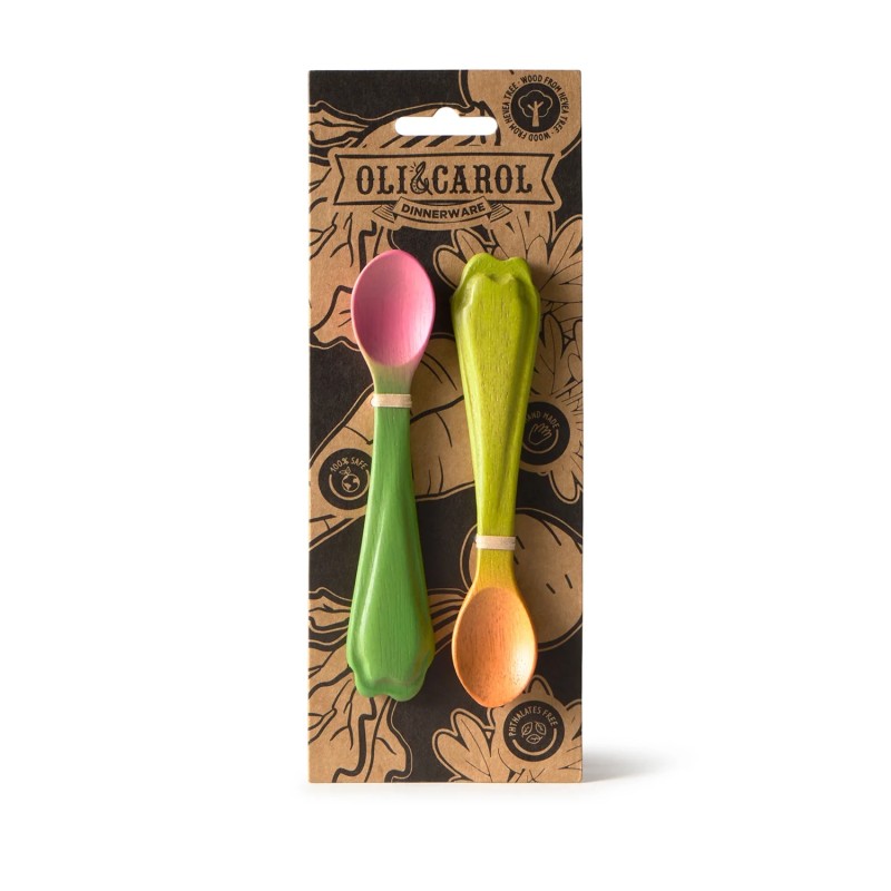 Ramona & Cathy Spoons - Set de cuillères pour enfants en bois d'hévéa - Oli&Carol