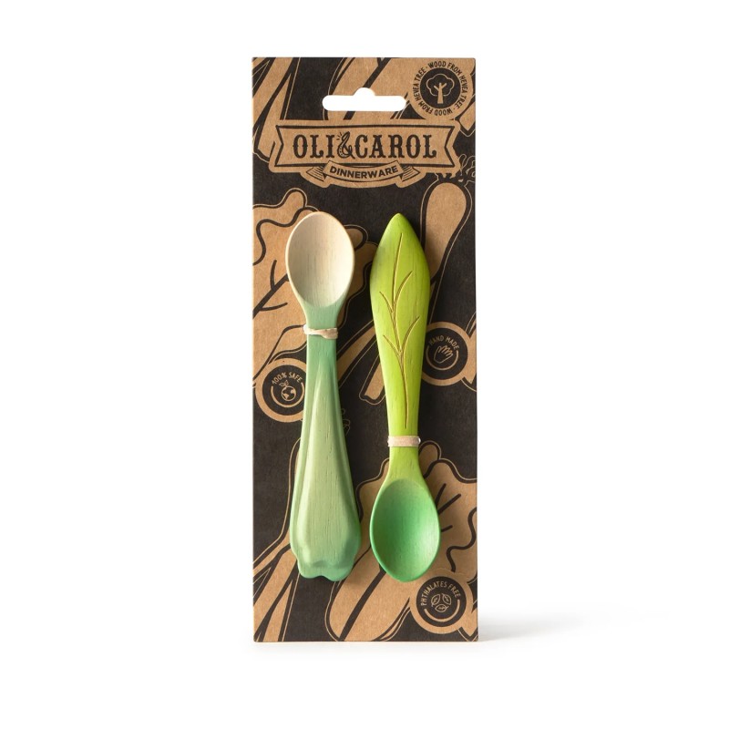 Luk & Kendall Spoons - Set de cuillères pour enfants en bois d'hévéa - Oli&Carol