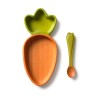 Cathy the Carrot Plate & Spoon - Set de vaisselle pour enfants en bois d'hévéa - Oli&Carol