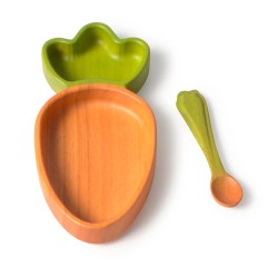 Cathy the Carrot Plate & Spoon - Kindergeschirrset aus Hevea Holz - Oli&Carol