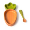 Cathy the Carrot Plate & Spoon - Set de vaisselle pour enfants en bois d'hévéa - Oli&Carol