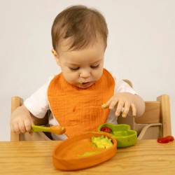 Cathy the Carrot Plate & Spoon - Set de vaisselle pour enfants en bois d'hévéa - Oli&Carol