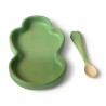 Kendall The Kale Plate & Spoon - Set de vaisselle pour enfants en bois d'hévéa - Oli&Carol