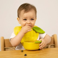 Lou The Lemon Bowl & Spoon - Set de vaisselle pour enfants en bois d'hévéa - Oli&Carol