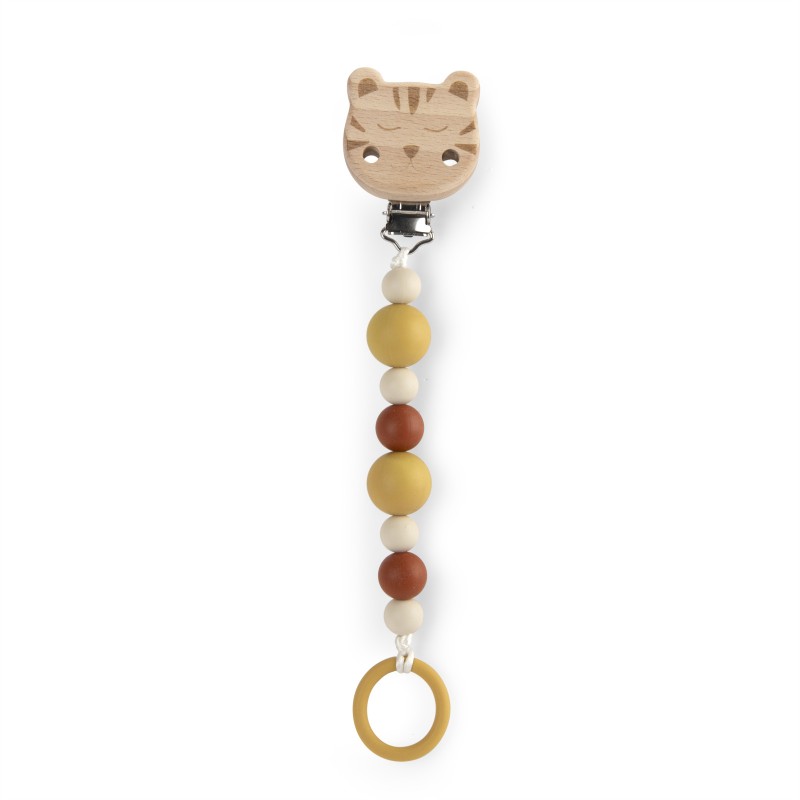 Attache-sucette Lion - Bois et silicone - Moulin Roty