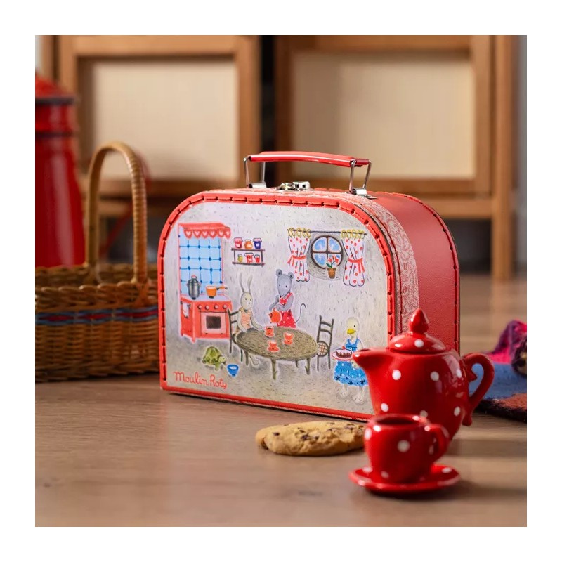 Valise dînette à pois