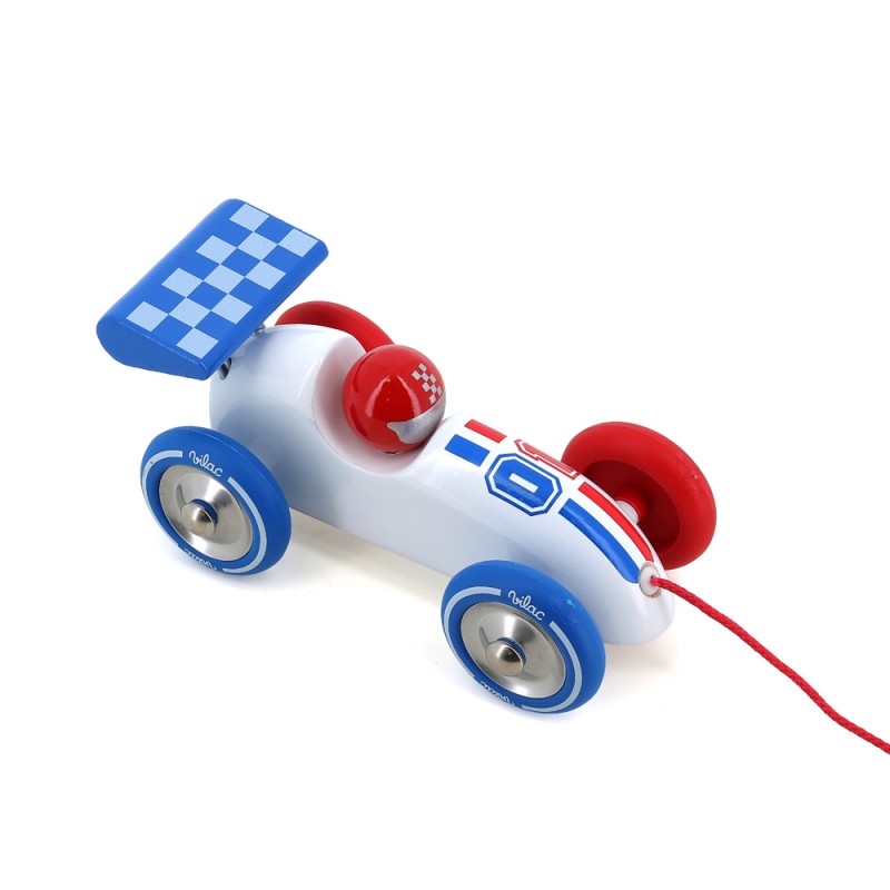 Nachzieh Rennauto weiss aus Holz - Vilac