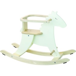 Cheval à bascule Hudada blanc en bois avec siège de sécurité à partir de 1 an et demi - Vilac