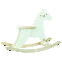 Cheval à bascule Hudada blanc en bois avec siège de sécurité à partir de 1 an et demi - Vilac