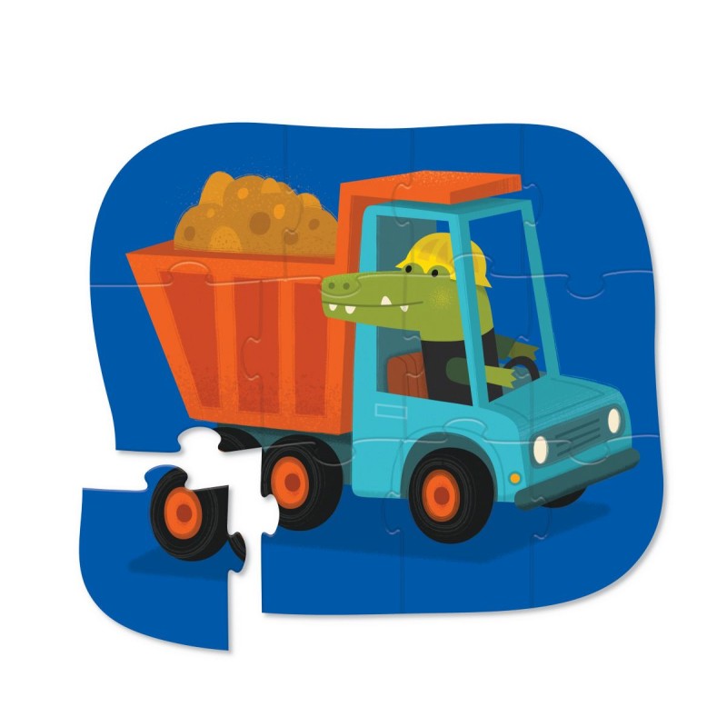 Crocodile Creek - 12 pc Mini Puzzle Baufahrzeug Krokodil