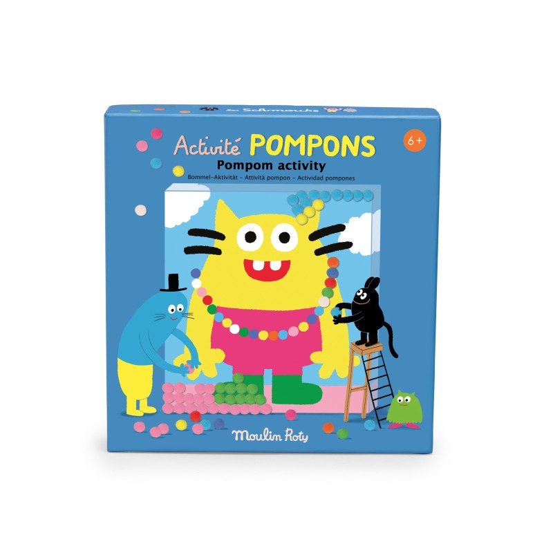 Activité pompons tableau - Les Schmouks - Moulin Roty