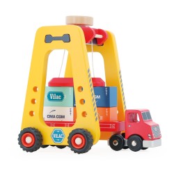 Containerkran mit Lastwagen aus Holz - Vilac