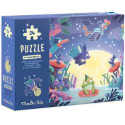 Leuchtpuzzle im Mondschein - La mare aux grenouilles - 24 Teile - Moulin Roty