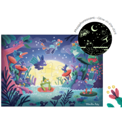 Puzzle lumineux au clair de lune - La mare aux grenouilles - 24 Pièces - Moulin Roty
