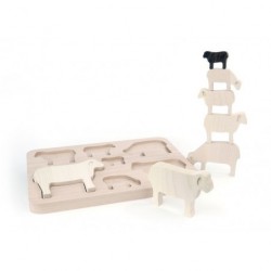 Puzzle Schafe aus Holz natur nachhaltig - 7 Teile - ab 18 Monaten - Bajo