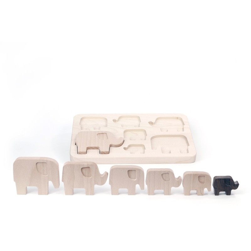 Puzzle éléphant en bois naturel durable - Bajo