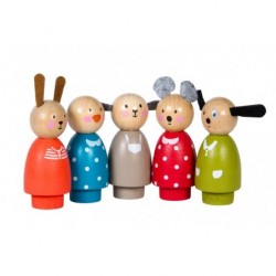 Lot de 5 figurines en bois pour maison de poupées - La Grande Famille - Moulin Roty