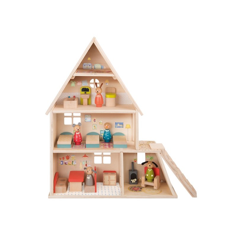 Maison de poupée avec mobilier Sans figurines